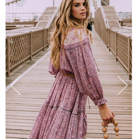 SPELL Dahlia Gown in Mulberry (Pre-Owned) Size Small Rare - Picture 3 of 13